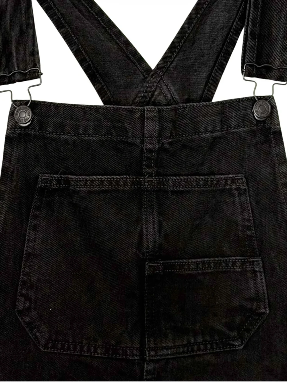 Free People Black Denim Short Overalls